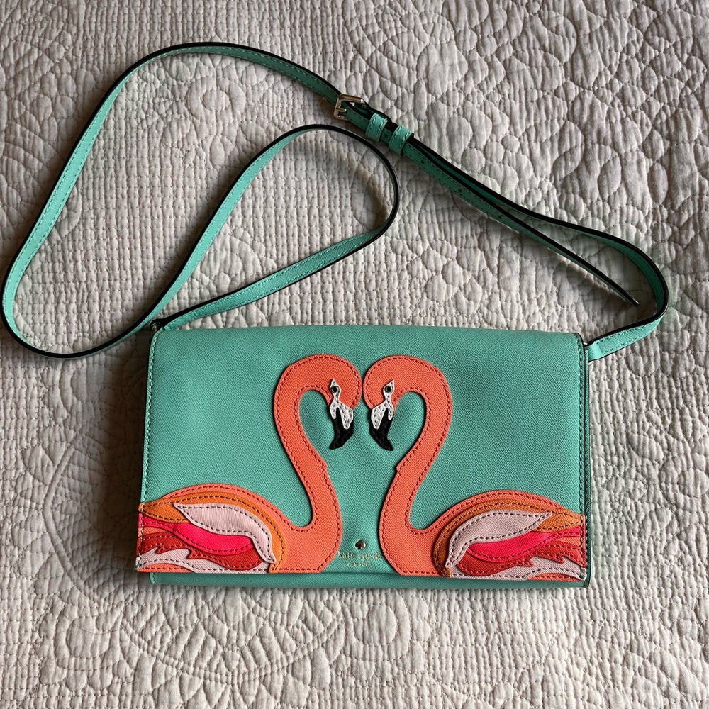 Kate Spade New York Leather Flamingo shoulder bag EUC